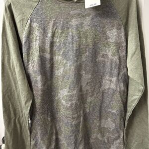 Lucky Brand Olive Camouflage Long Sleeve Tee